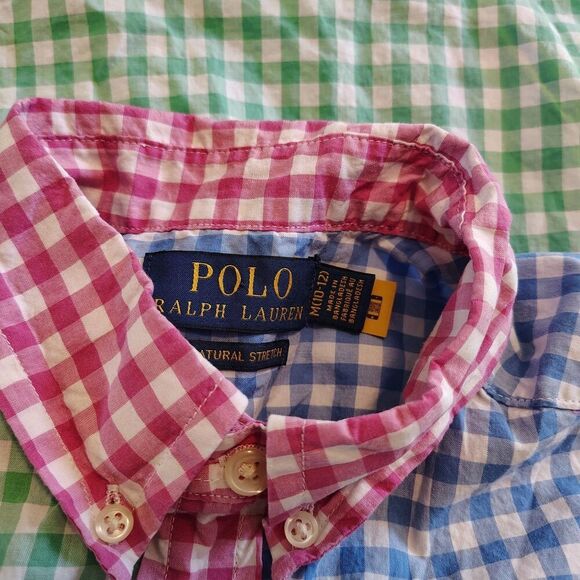 POLO RALPH LAUREN Boys Button Down Gingham Shirt Colorful Preppy Sz Medium 10 - Picture 4 of 6